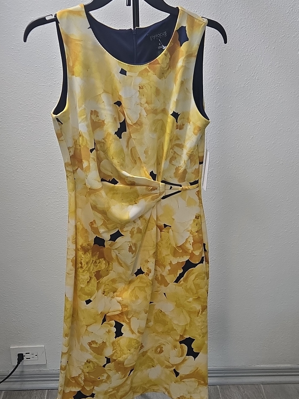 Enfocus Studio Yellow Floral Midi Sheath Dress